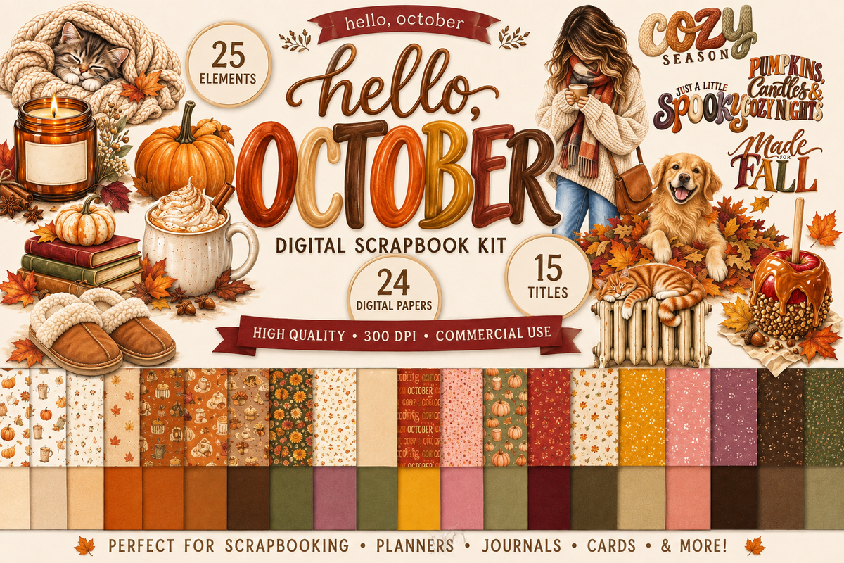 Hello October Digital Scrapbook Kit