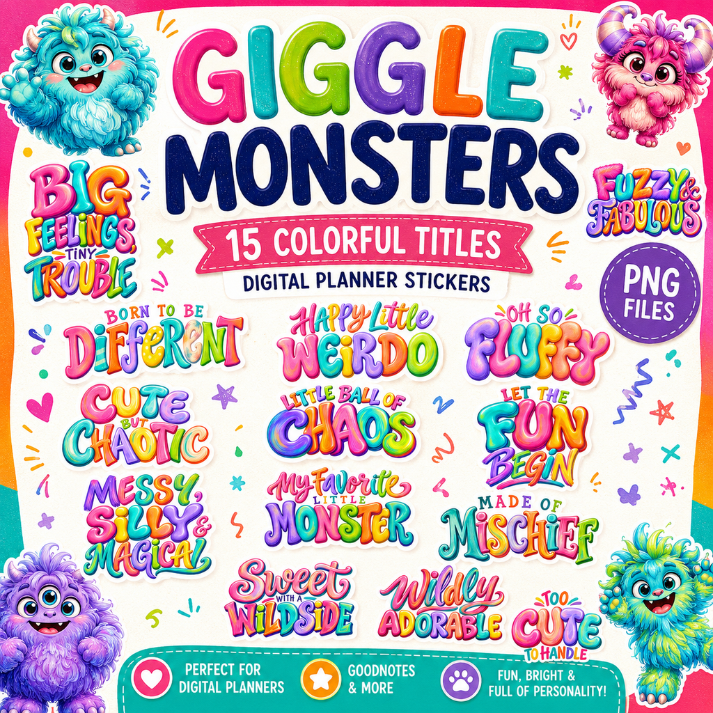 Giggle Monsters Digital Scrapbook Titles & Word Art