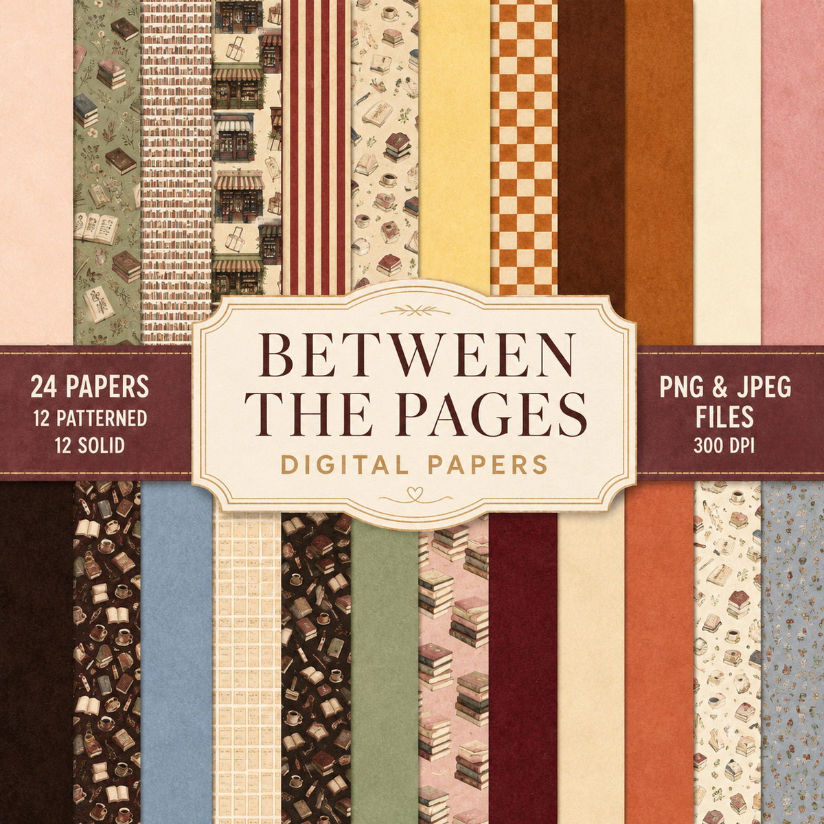 Between the Pages Digital Scrapbook Kit | Book Lover & Reading Scrapbook Bundle