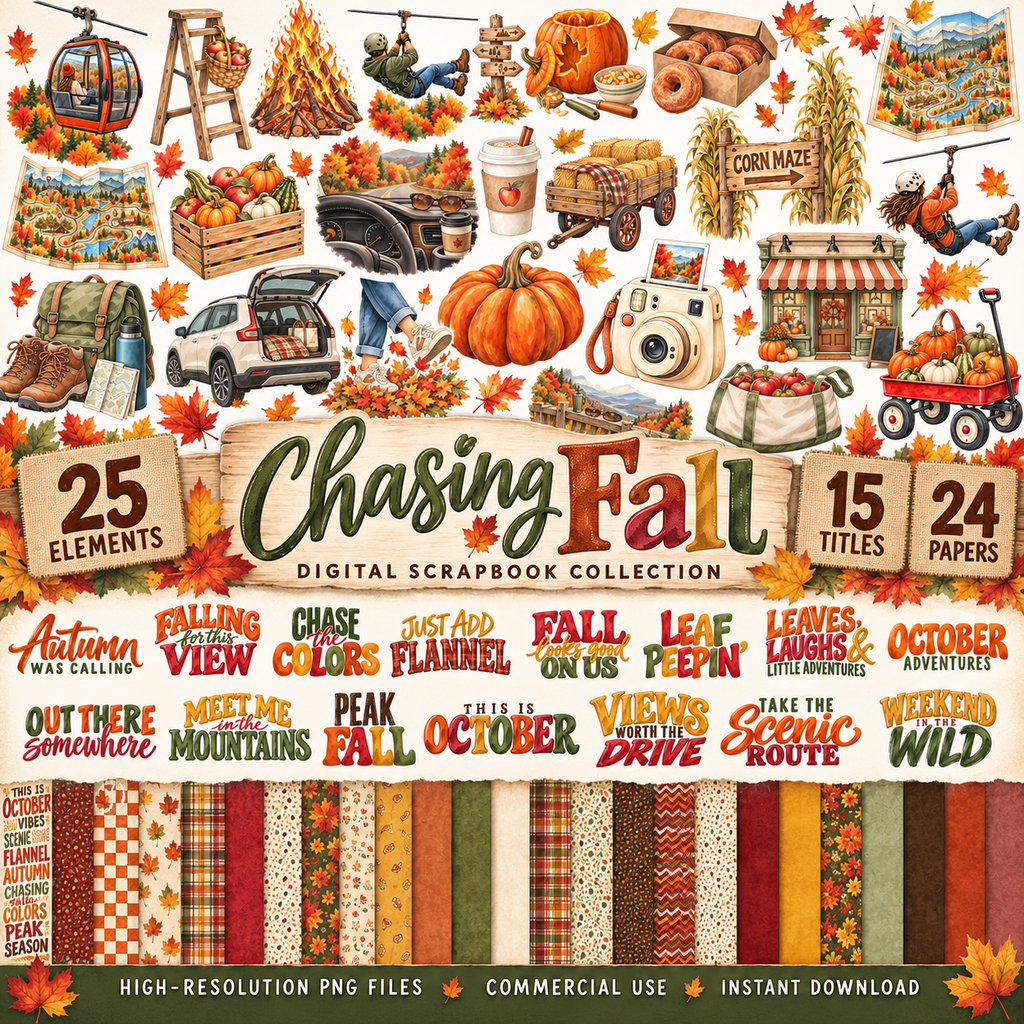 Chasing Fall Full Scrapbook Kit | Autumn Digital Scrapbooking