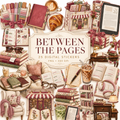 Between the Pages Digital Scrapbook Elements | Book Lover Clipart | 25 PNG Elements
