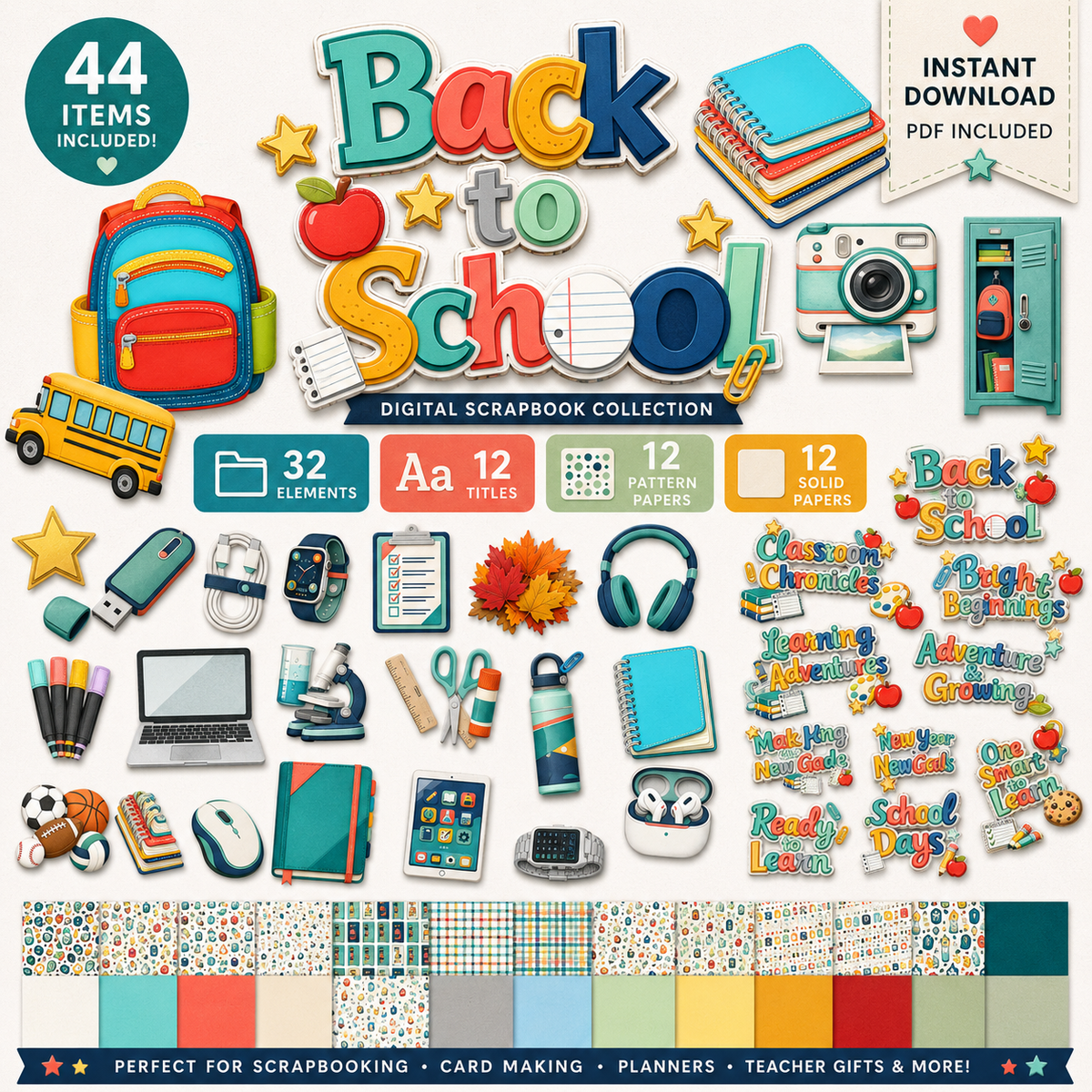 Back to School Full Kit | Digital Scrapbook Collection