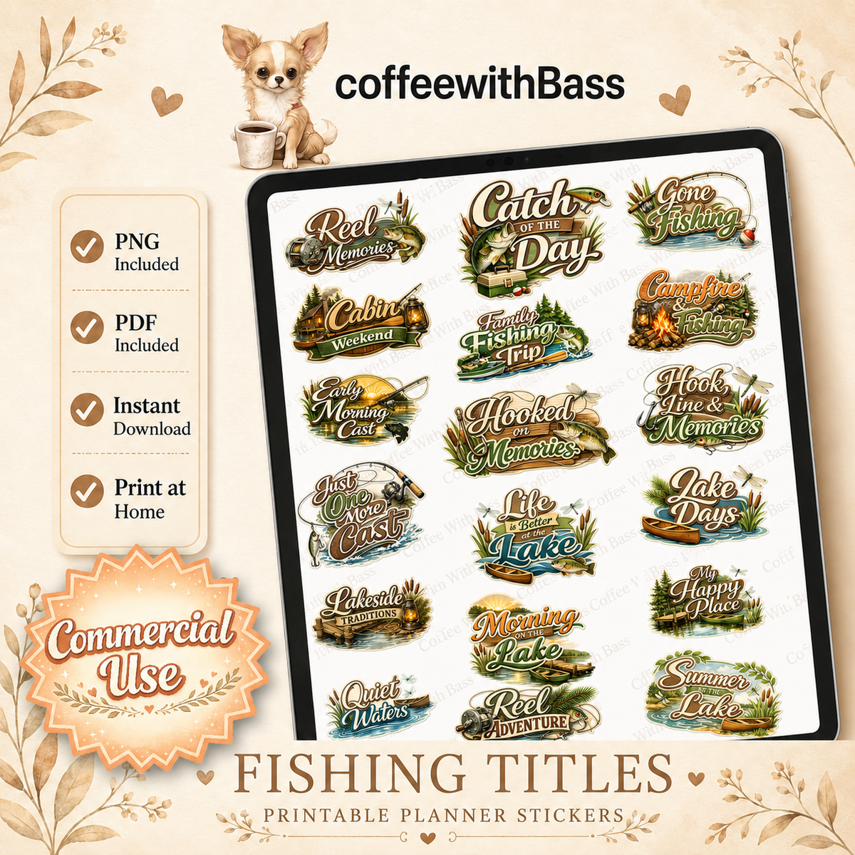 Gone Fishing Digital Scrapbook Titles & Word Art
