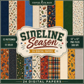 Sideline Season Digital Scrapbook Papers | Sports Backgrounds | 24 PNG Papers