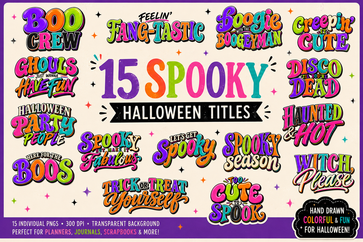 Trick or Chic Digital Scrapbook Titles & Word Art