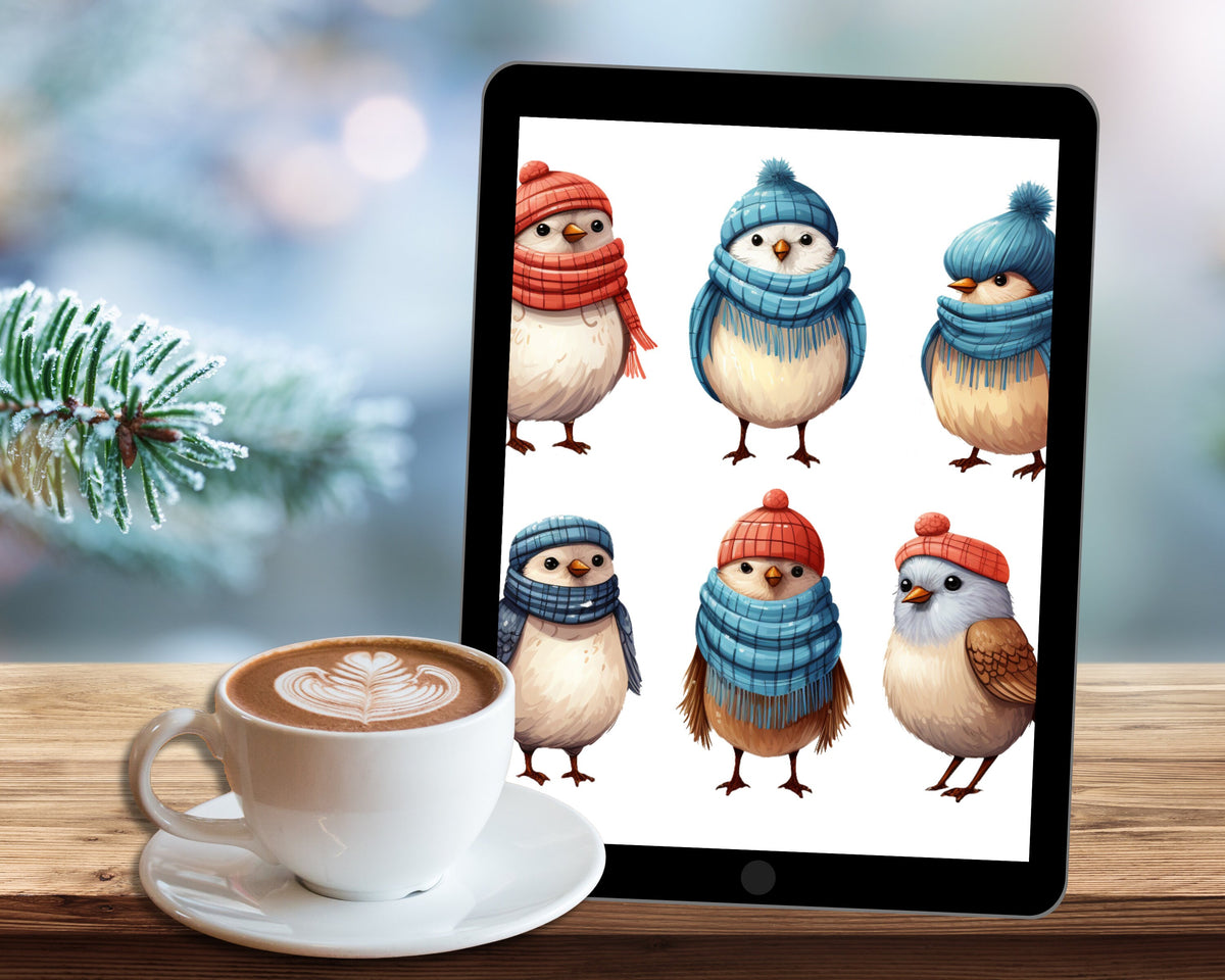Winter birds /Digital Stickers/Planner Stickers/Commercial Use