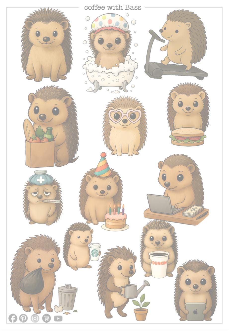 Hedgehog Planner Stickers | Commercial Use
