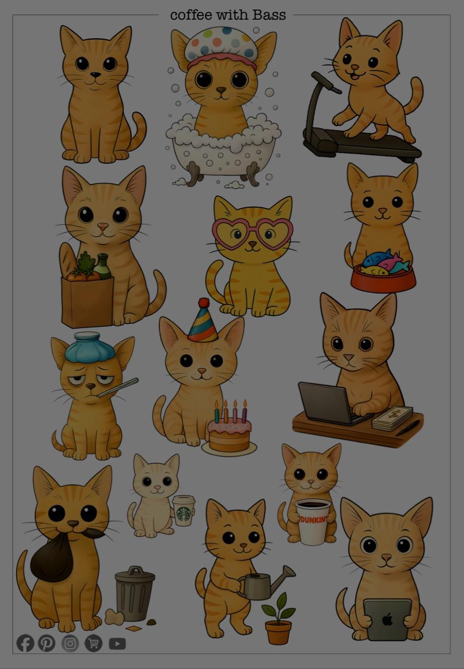 Tabby Cat Planner Stickers | Commercial Use