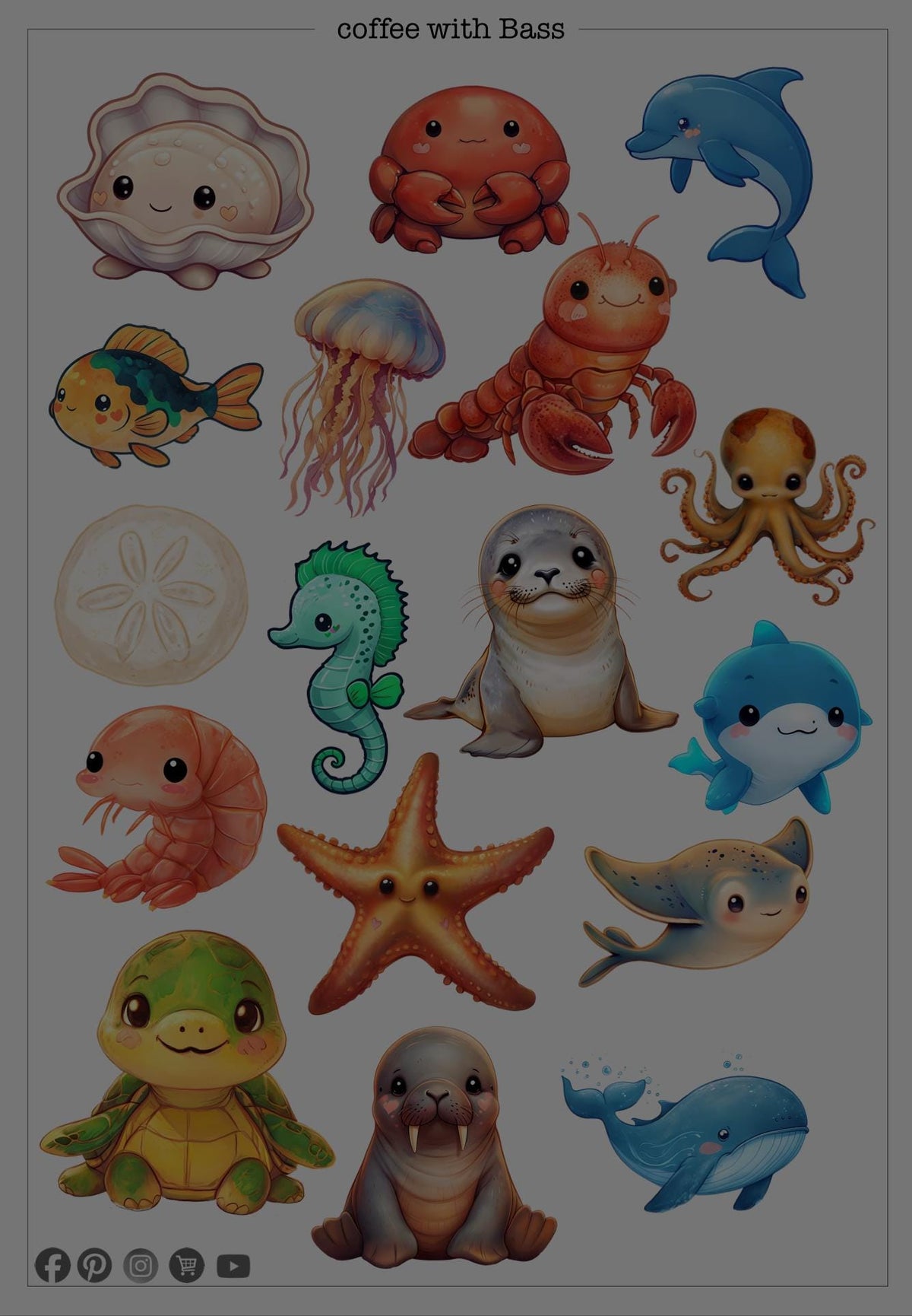 Ocean Creature Stickers | Commercial Use