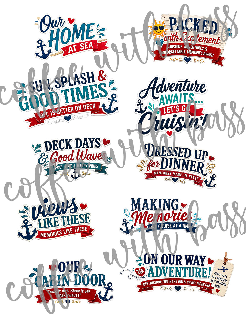 Cruise Scrapbook Titles PNG | Vacation Memory Planner Stickers (Digital Download) | Commercial Use