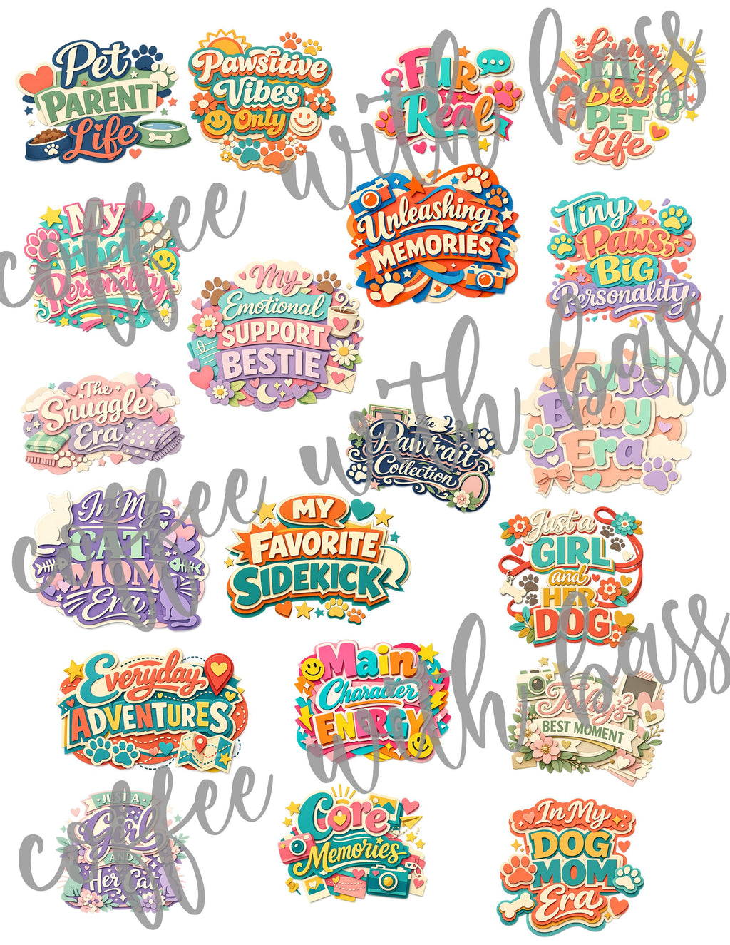 Pet Titles PNG Bundle | Dog Cat Lover Planner Stickers (Digital Download)