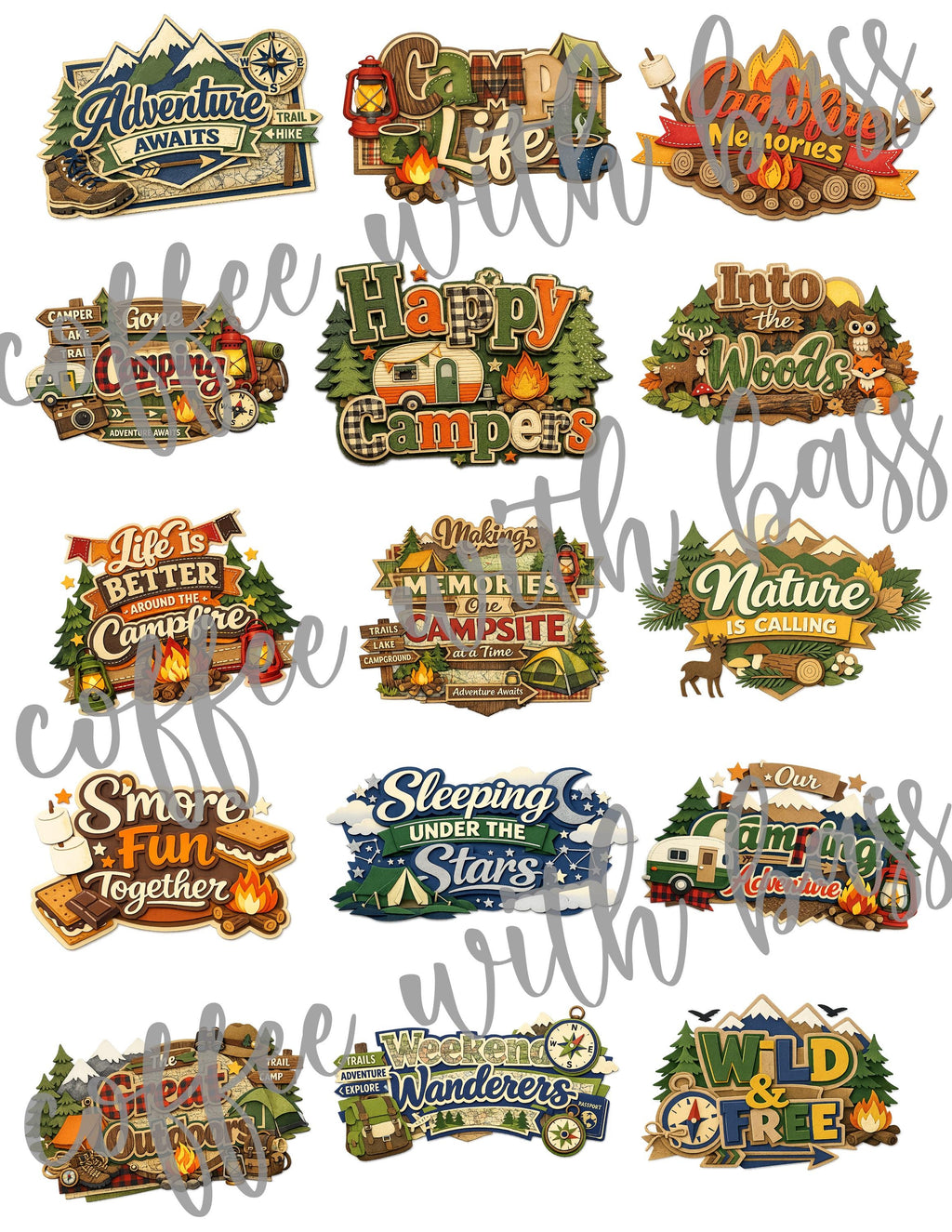 Camping Scrapbook Titles Bundle | Outdoor Adventure Word Art (Digital Download)