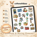 Home & Moving Elements PNG Clipart | Printable Planner Stickers (Digital Download)