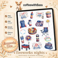Fireworks Nights Planner Stickers | 4th of July Digital Stickers | Patriotic Summer Planner Stickers | Printable Stickers | Commercial Use