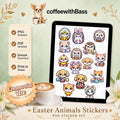 Easter Stickers, Goodnotes, Digital Planning, Digital Sticker, Kawaii, Cat, Dog, Hedgehog, Commercial Use