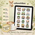 Saint Patrick's Day Kawaii Animal Stickers (Digital Download), Commercial Use