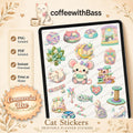 Printable Cat Stickers, Planner Journal Decor, Feline Designs (PNG, PDF)