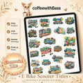 E Bike Scooter Title Stickers | PNG, PDF Digital Download (Commercial Use)