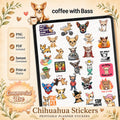 Chihuahua Stickers, sublimation, png, commercial use
