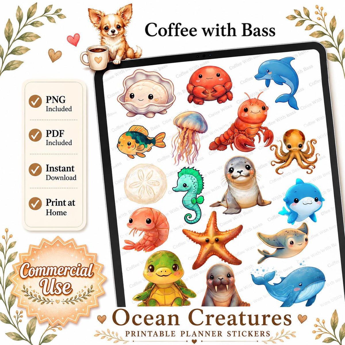Ocean Creature Stickers | Commercial Use