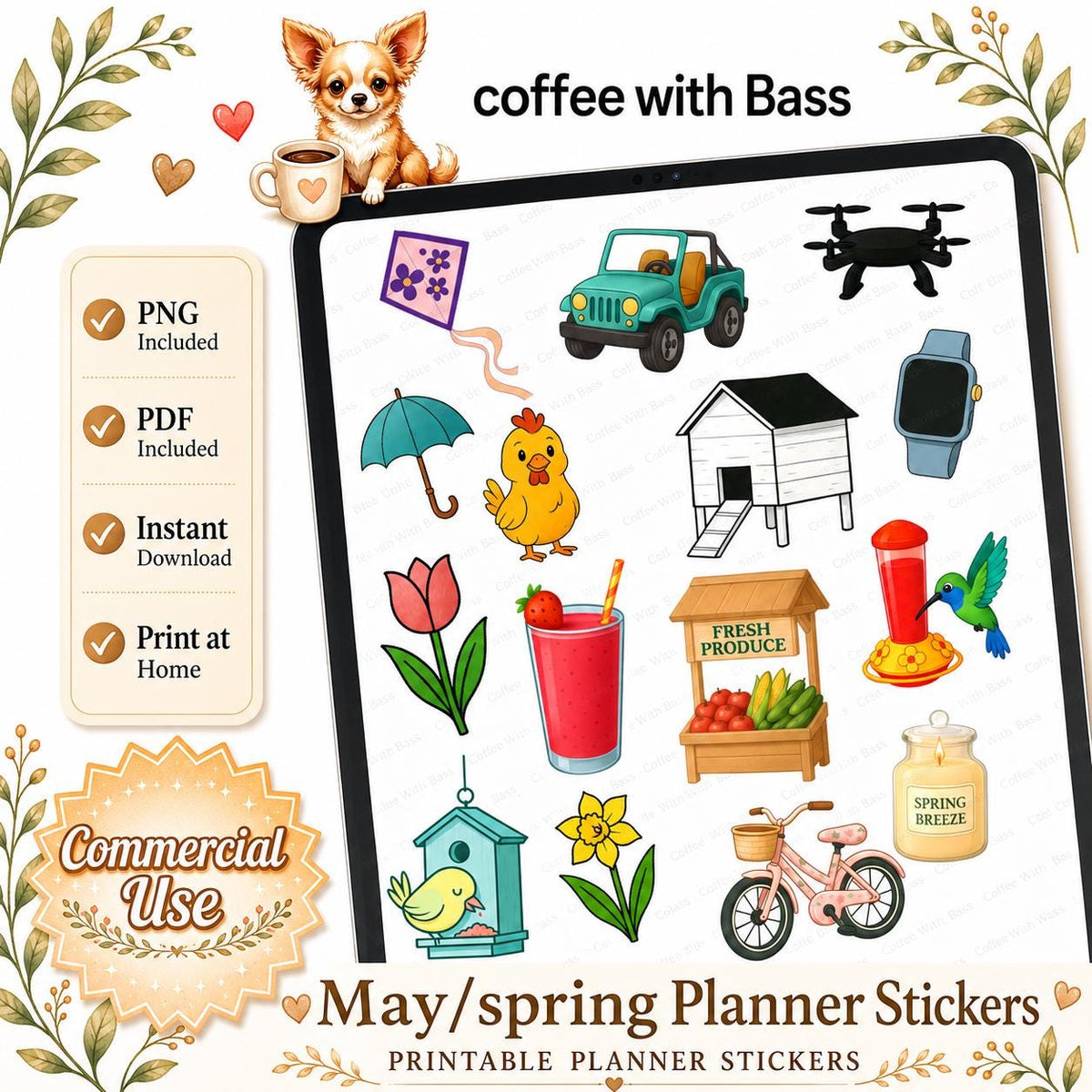 May/Spring Planner Stickers | Commercial Use