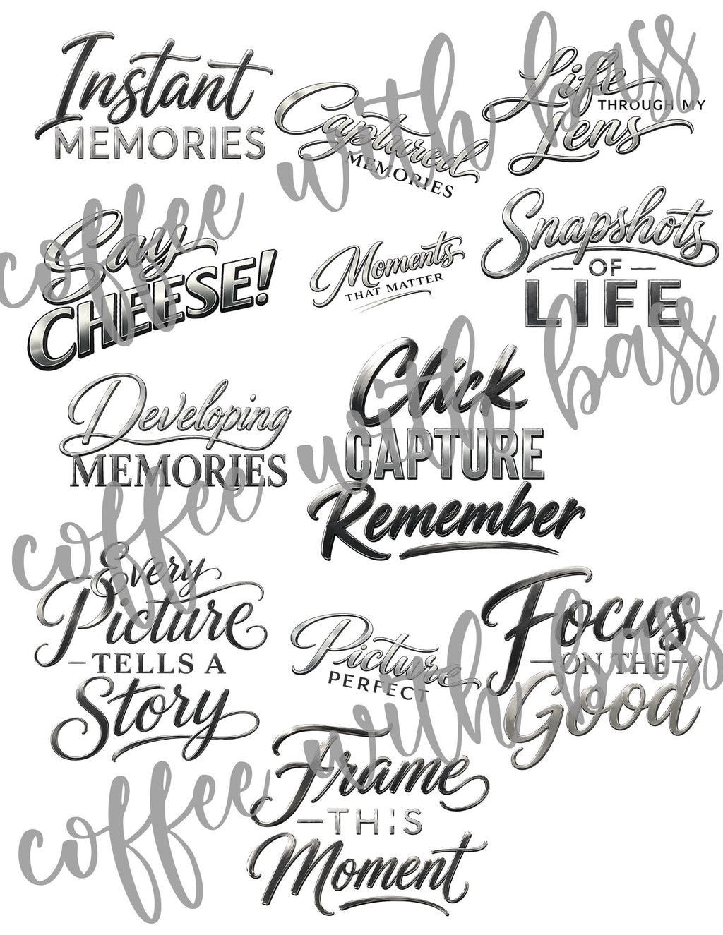 Picture Perfect Titles | Photography Word Art | Scrapbook Titles PNG PDF | Planner Stickers | Commercial Use