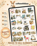 Priced to Sell Watercolor Yard Sale Clipart Bundle | 25 PNG Elements | Commercial Use | Printable Planner Stickers | Junk Journal |Scrapbook
