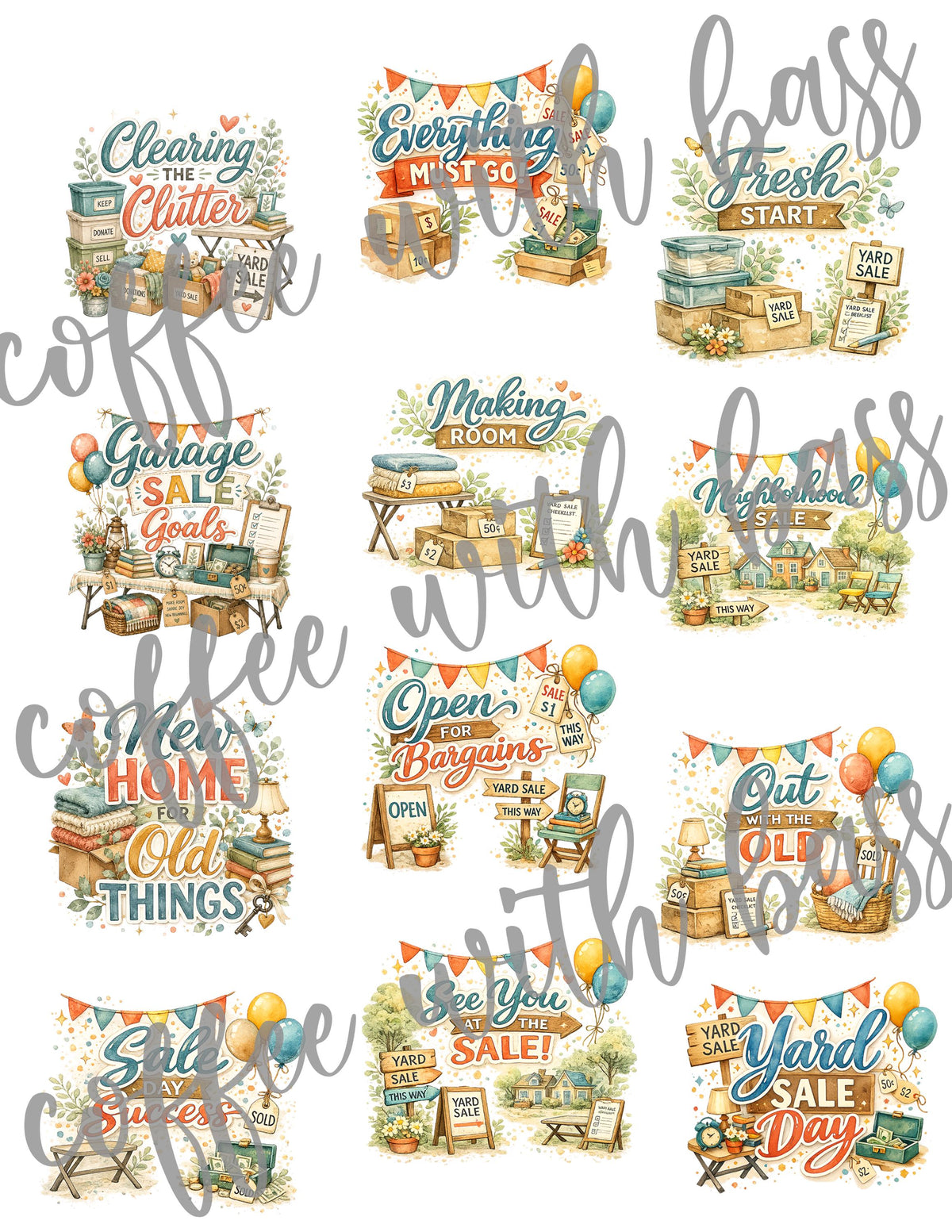Priced to Sell Digital Scrapbook Collection | 25 png Elements, 24 PNG & JPEG Papers, 12 PNG Titles | Commercial Use
