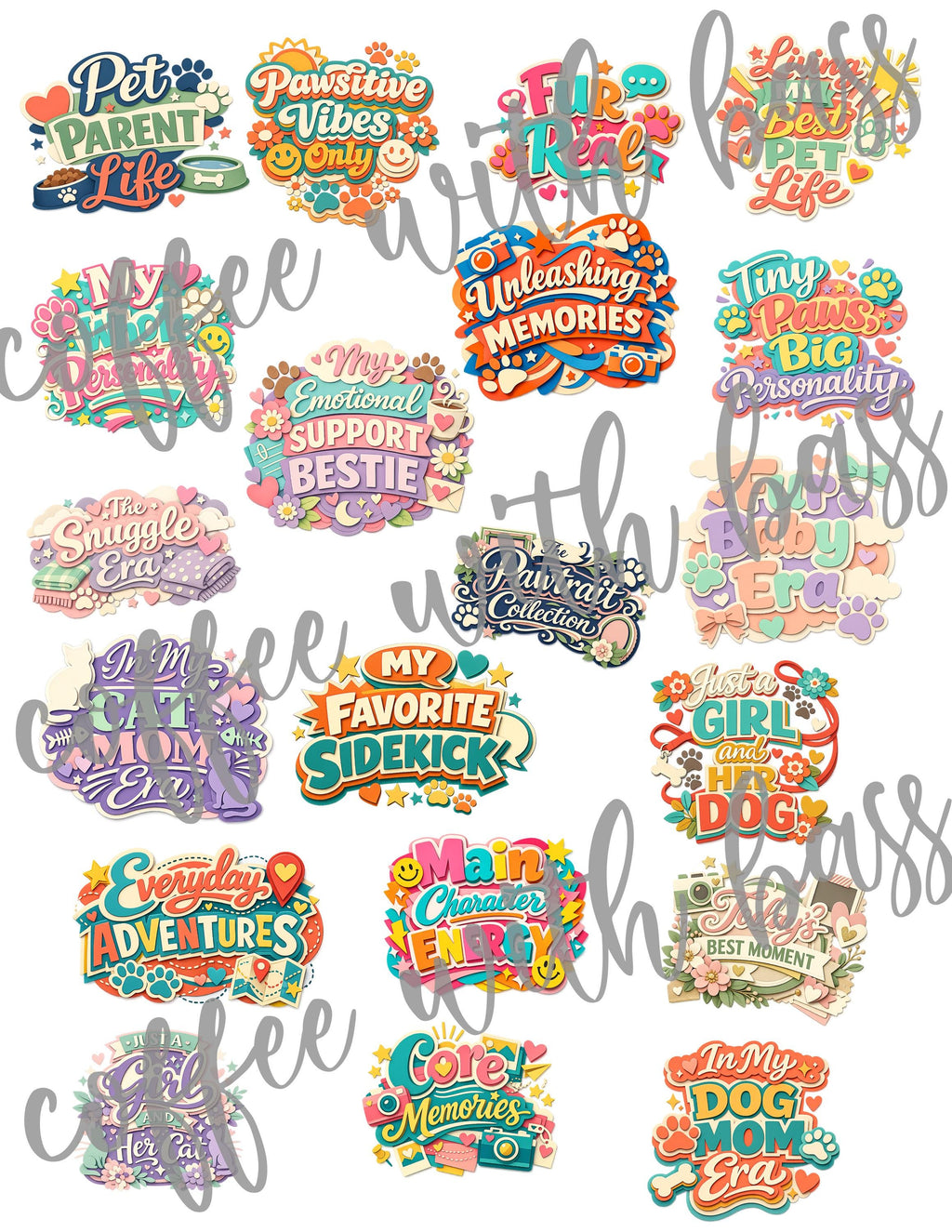 Paws & Play Digital Scrapbook Kit | Cat Stickers, Pet Titles, Digital Papers (Commercial Use)