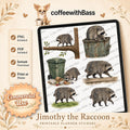 Jimothy the Raccoon Planner Stickers PNG |Woodland Raccoon Clipart |Printable Stickers | Transparent PNG | PDF Sticker Sheet |Commercial Use