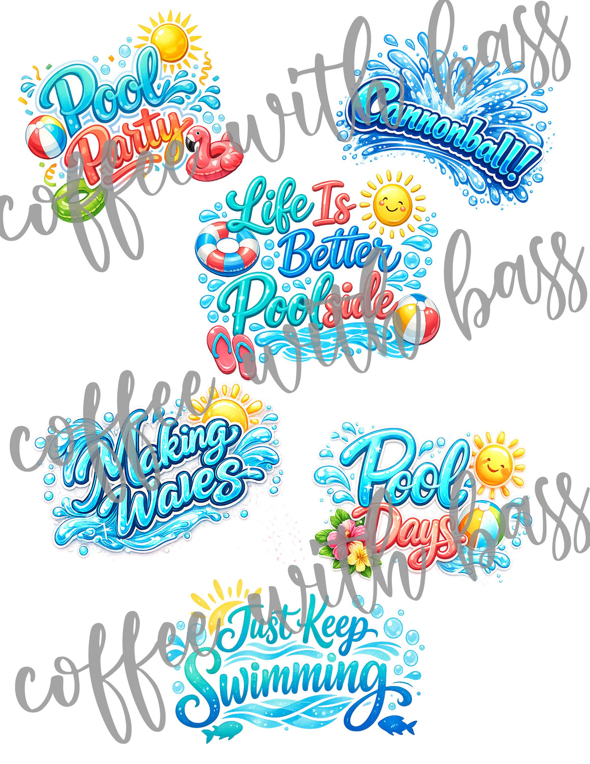 Backyard Splash Digital Scrapbook Kit | Summer Pool Party Papers, Elements (Digital Download)