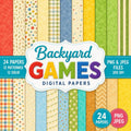 Backyard Games Digital Paper Pack | Summer Scrapbook Papers (Digital Download)