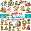 Christmas in Paradise Digital Scrapbook Kit | 25 Tropical Christmas PNG Clipart | Beach Christmas Clip Art | Summer Xmas Graphics