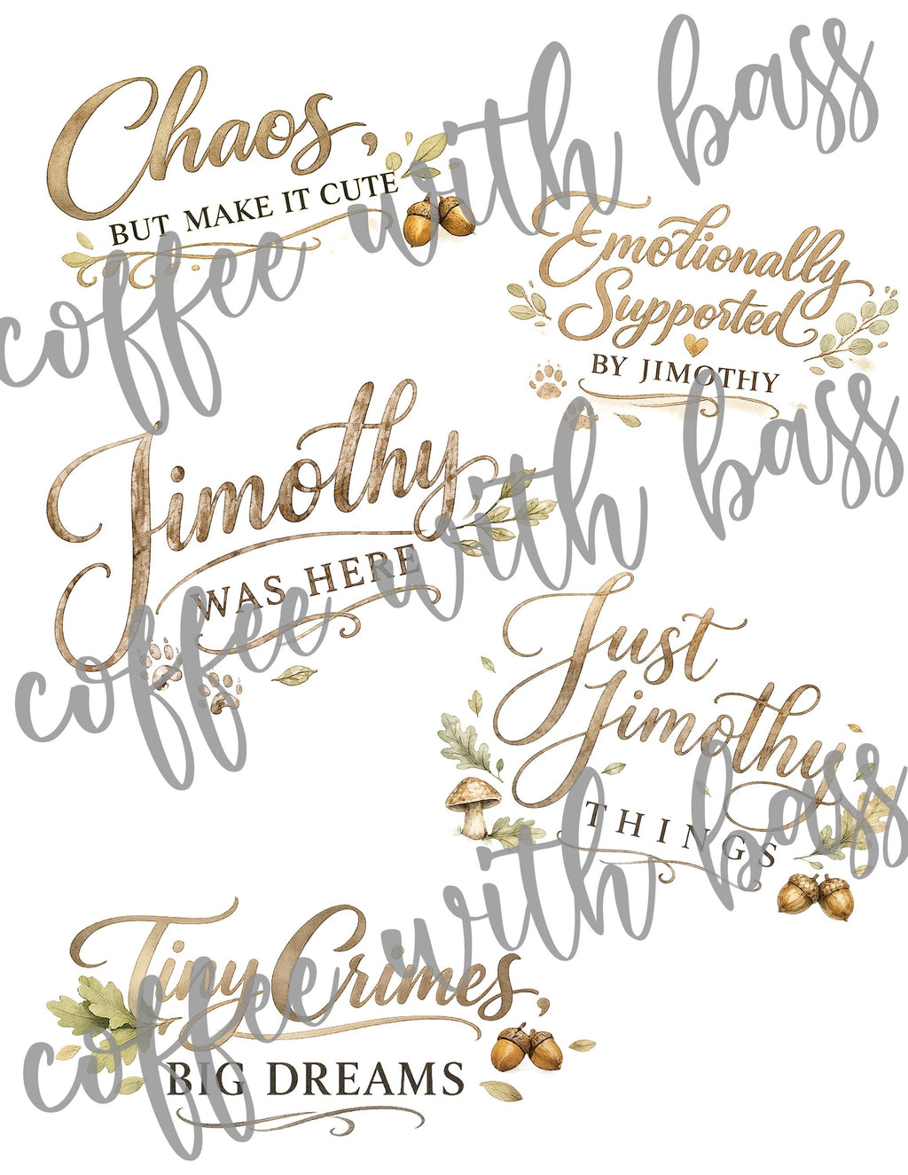 Jimothy Scrapbook Word Art Titles | Woodland Raccoon PNG | Printable Planner Stickers | Cute Scrapbook Titles | Commercial Use