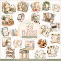 Teacher Planner Stickers PNG | 23 Watercolor Planner Elements | Classroom Planner Clipart | Teacher Journal | Digital Download