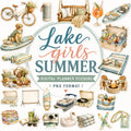 Lake Girl Summer Digital Stickers PNG, Lake Life Clipart, Summer Scrapbook Elements, Lake House Planner Stickers, Watercolor Lake Clip Art