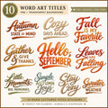 Everyday September Word Art PNG | Cozy Fall Planner Titles | 10 Watercolor Autumn Quotes | Journal Scrapbook Digital Stickers
