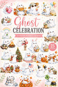 Ghost Celebration Planner Stickers | 25 Cute Ghost Digital Stickers | Watercolor PNG | Transparent Planner Stickers | Instant Download