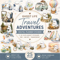 Ghost Life Travel Adventures Planner Stickers | 25 Cute Ghost Digital Stickers | Watercolor PNG | Travel Planner | Instant Download