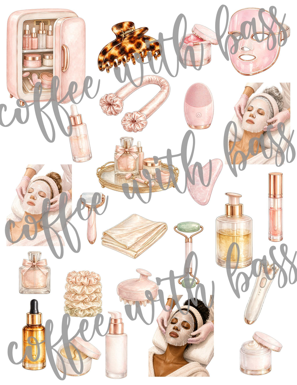 The Beauty Edit Digital Planner Stickers | 25 Skincare & Self Care PNG Stickers | Beauty Planner Clipart | GoodNotes Digital Stickers
