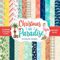Christmas in Paradise Digital Papers | 24 Tropical Christmas Scrapbook Papers | PNG & JPEG | 12x12 Beach Christmas Backgrounds