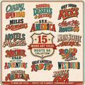 Route 66 Word Art PNG, 15 Road Trip Titles, Vintage Americana Clipart, Retro Travel Scrapbook Titles, Digital Planner Stickers