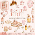 The Beauty Edit Digital Planner Stickers | 25 Skincare & Self Care PNG Stickers | Beauty Planner Clipart | GoodNotes Digital Stickers