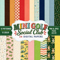 Mini Golf Digital Paper Pack, 24 Mini Golf Scrapbook Papers, Retro Golf Patterns, Mini Golf Social Club, Summer Digital Paper, PNG JPEG