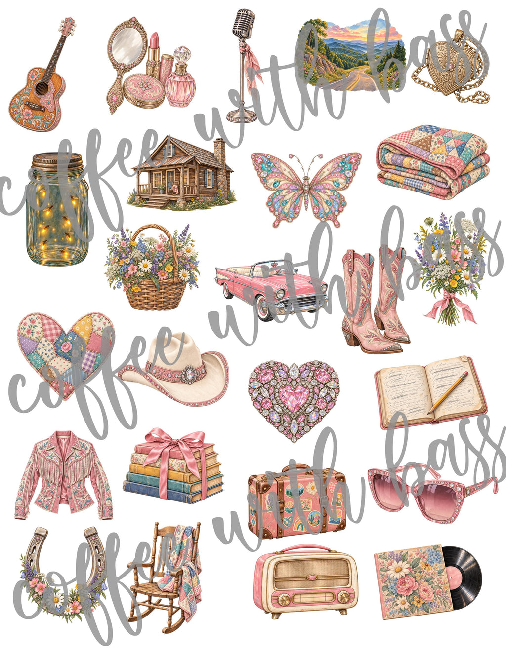 Rhinestone Heart Digital Planner Stickers