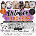 October Tracker Digital Planner Stickers Halloween Habit Journal Inserts Monthly Mood Pages Fall Planning PNG Bundle