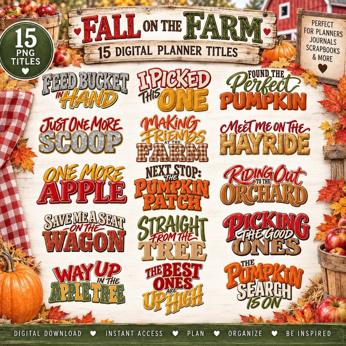 Fall on the Farm Word Art Titles by Coffee with Bass
