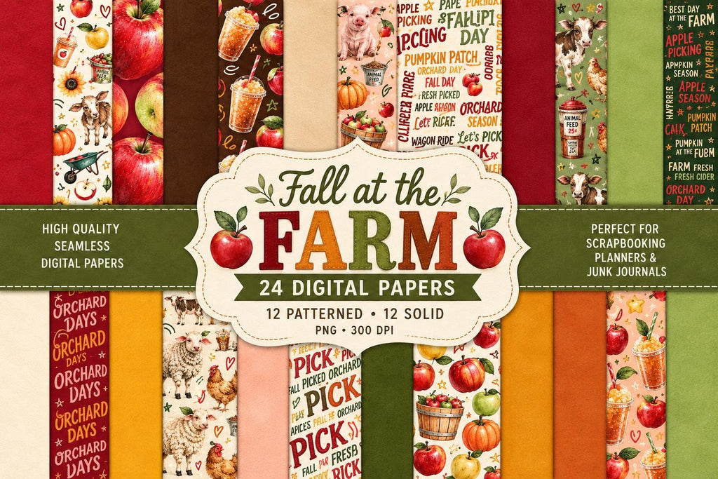 Fall on the Farm Digital Papers by Coffee with Bass