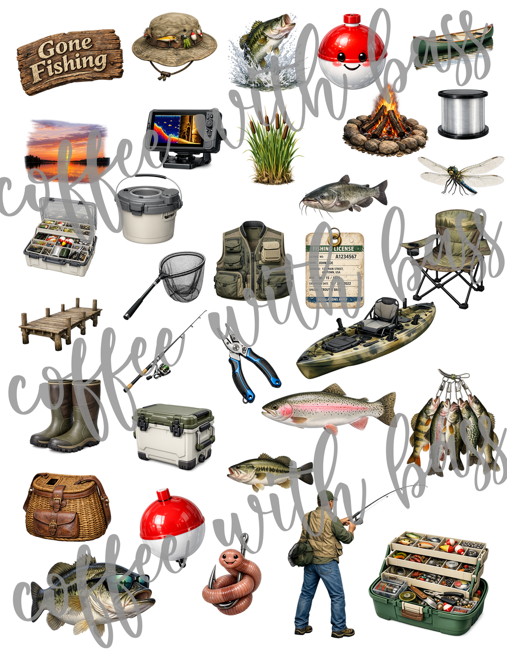 Gone Fishing Digital Scrapbook Kit