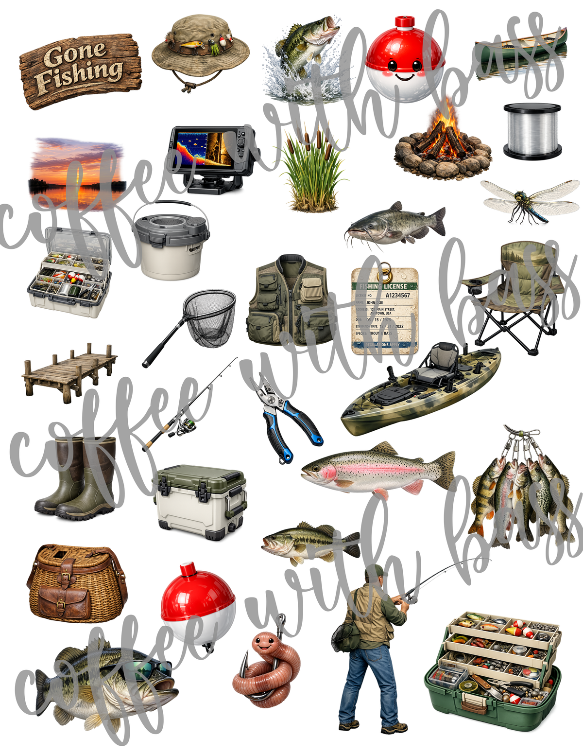 Gone Fishing Digital Scrapbook Kit